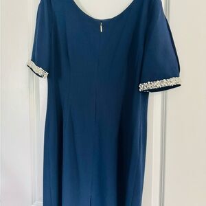 Karl Lagerfeld Blue Sheath Dress with Puff Sleeves